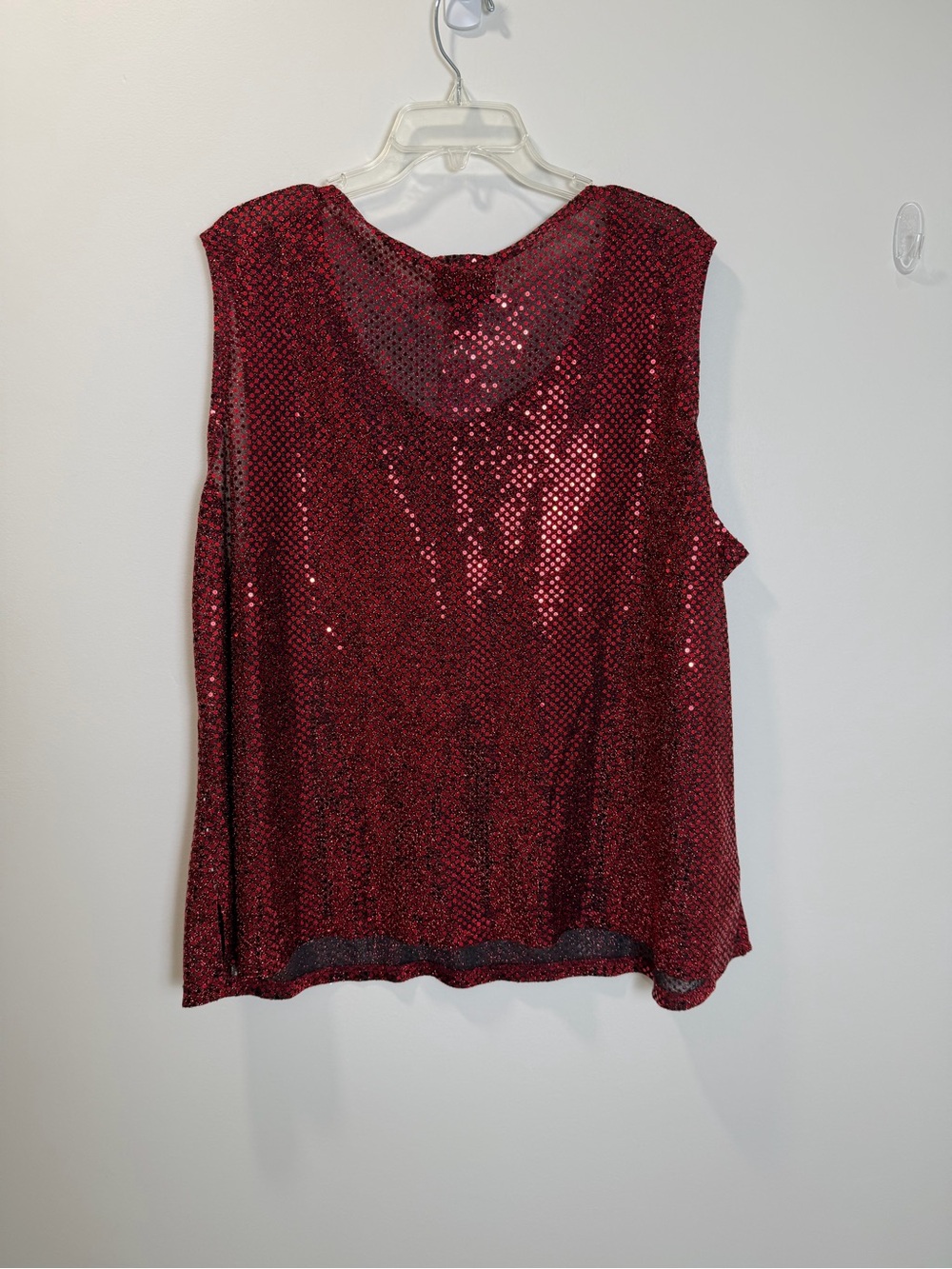Notations Woman 2X Red Sequin Sleeveless Party Top Sparkly Holiday Glam - Picture 5 of 6